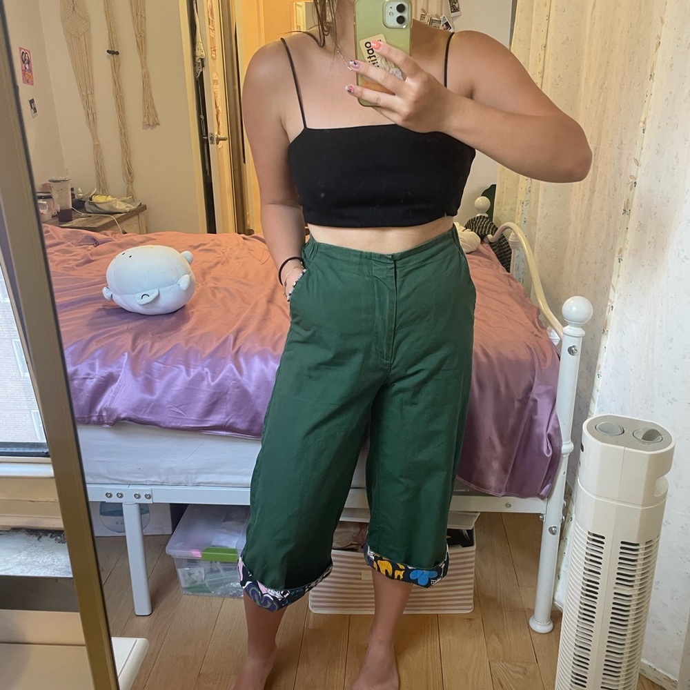 Marimekko x Uniqlo wide leg pants w/ patterned cuffs - Picture 3 of 8